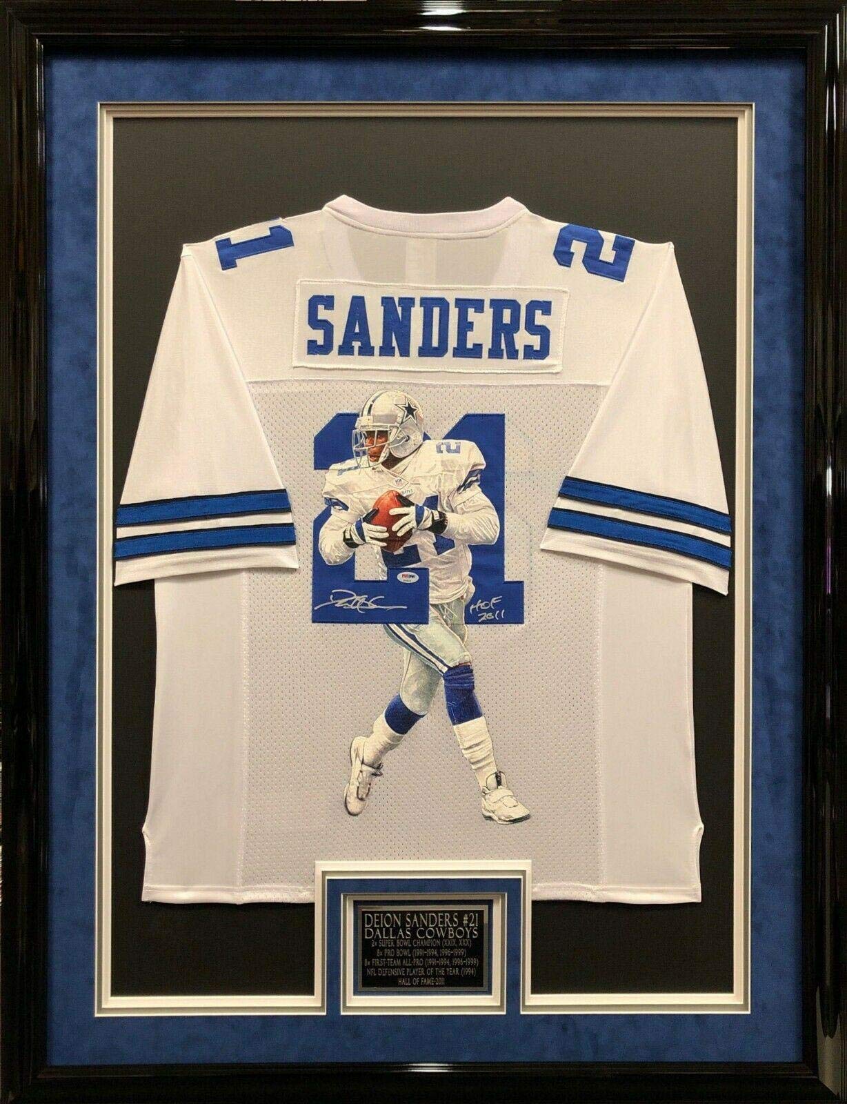 Deion Sanders Signed/Framed Hand Painted Dallas Cowboys Football